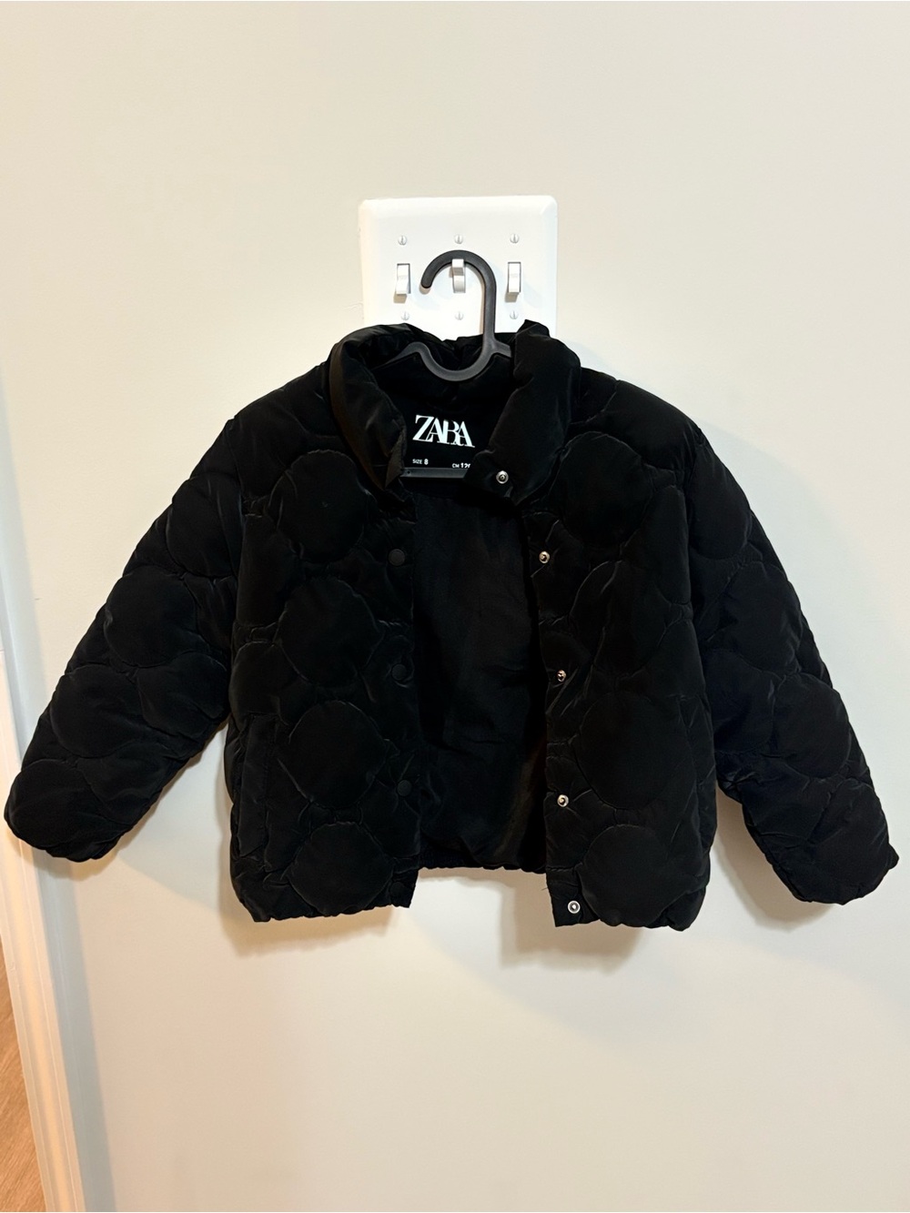 Zara Kids Black Quilted Heart Puffer Jacket